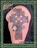 Cherry Blossom Celtic Cross Tattoo Design