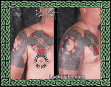 Wolf Star Celtic Knot Chest Half Sleeve Tattoo Design