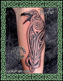 The Morrigan Celtic Battle Goddess Raven Tattoo Design