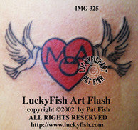 Named Heart Design Tattoo Doves Flying