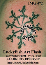 Lizard Sun Wheel Tribal Tattoo Design 1