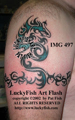 Black Wave Dragon Tribal Tattoo Design 1