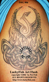 Phoenix on Pyre Celtic Tattoo Design