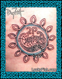 Irish 2P Coin Flower Tattoo Design  2