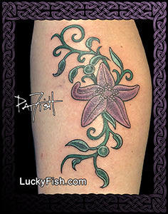 Starfish Girl Sea Star Seaweed Tattoo Design