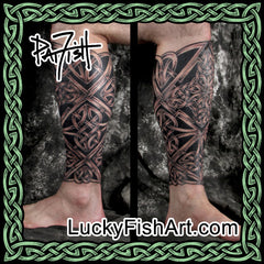 Celtic Lower Leg Sleeve Tattoos