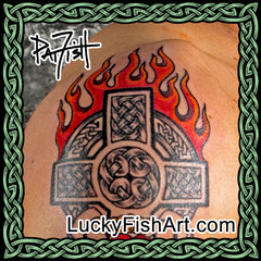 Flaming Celtic Cross Tattoos