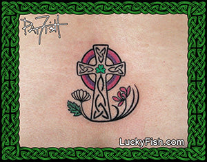 Spring of Faith Celtic Cross Tattoo Design