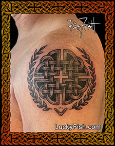 Celtic tattoo photo with victory symbol