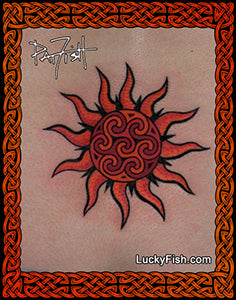 Tribal Scottish Sun Celtic Spiral Power Tattoo Design