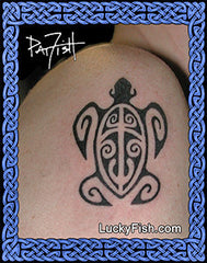 Polynesian Seaturtle Tattoo Design Sea Turtle honu by Pat Fish with LuckyFish.com branding