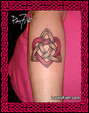 pink celtic tattoo heart and triquetra