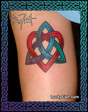 multi-colored Celtic heart tattoo