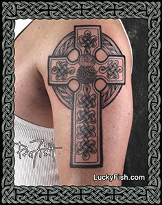 Scottish thistle cross tattoo photo