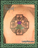 photo of Scottish thistle cross tattoo design