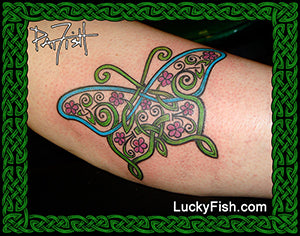Butterfly Garden Celtic Tattoo Design 
