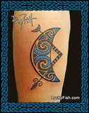 Pictish V-rod crescent tattoo photo on leg