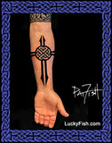 Protection Cross Celtic Tattoo Pattern with Luckyfish branding