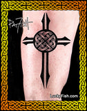 Irish Protection Cross Celtic Tattoo Pattern with Luckyfish branding