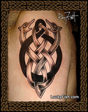 Entwined Wolves Tattoo with Celtic Tribal Design