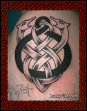 Entwined Wolves Tattoo with Celtic Tribal Design