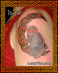 Night Watch Owl Celtic Tattoo Design