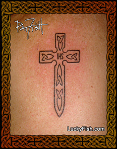 Dagger Tattoo with Celtic Cross Design