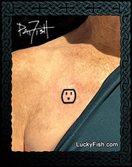 Happy Electrical Outlet Tattoo Design