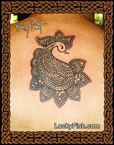 Henna Peacock Tattoo Design 