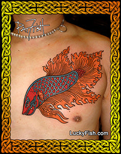 Betta Fighting Fish Tattoo Design with animated preview