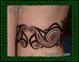 La Tene tattoo design by Pat Fish  on skin with 'Lucky Fish' branding.