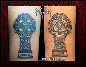 Celtic cross Wales church tattoo design