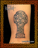 blackwork Celtic cross Wales church tattoo design