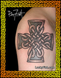 pointillist Celtic Cross Tattoo Design