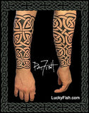 Celtic tattoo forearm sleeve black no shading
