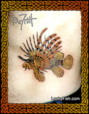 lionfish tattoo design with luckyfish branding