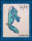 Pictish swimming elephant tattoo design by Pat Fish