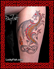 nordic celtic dragon tattoo design by Pat Fish of LuckyFish.com