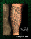 Intricate Chain Mail Leg Celtic Tattoo Design 