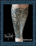 Chain Mail Tattoo, Celtic Lower Leg Design