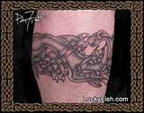 Celtic war dog leg tattoo