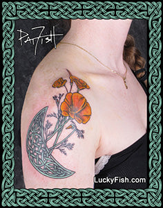 Moon Poppies Pictish Tattoo Design