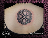 Spiral Whirlpool Celtic Tattoo Design on upper back