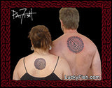 couple with matching Spiral Whirlpool Celtic Tattoo Design