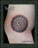 Spiral Whirlpool Celtic Tattoo Design on hip