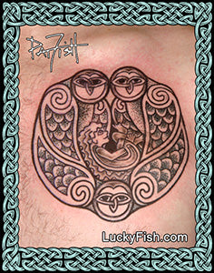 Owl Child Celtic Tattoo Design