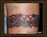 two Celtic dogs tattoo arm band LuckyFish branding