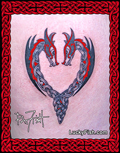 Dragon Heart Tattoo with Celtic Knotwork Design