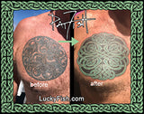 Remember Shield Celtic Knot Tattoo Design on chest