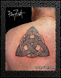 Celtic tattoo design triangle triquetra by Pat Fish with LuckyFish branding